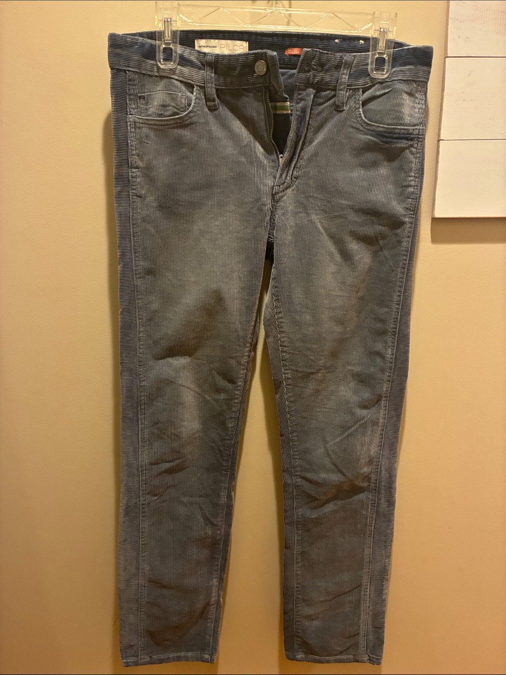 Anthropologie Women’s Slim Straight Corduroy Jeans in Faded grey/ blue